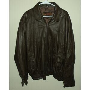 Vintage Maskin & Co. Men’s XXXL Zip Genuine Lamb Leather Bomber Jacket Brown